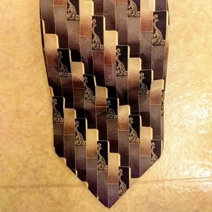 Bergamo NY Men's Necktie Multicolor Brown Geo